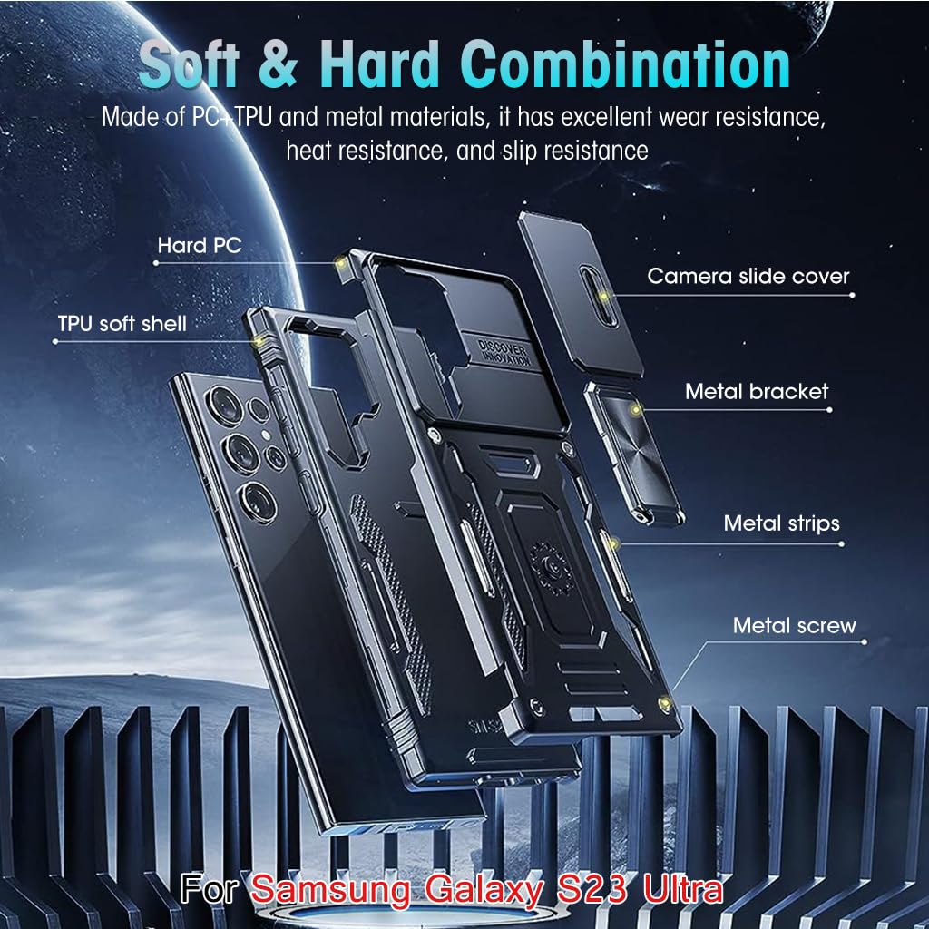 ZORBES Phone Case for Samsung Galaxy S23 Ultra 5G with Rotatable Kickstand Phone Grip, S23 Ultra Hard PC Phone Cover with Sliding Camera Cover Anti-Scratch Phone Case for Samsung Galaxy S23 Black ZORBES Phone Case for Samsung Galaxy S23 Ultra 5G with Rotatable Kickstand Phone Grip, S23 Ultra Hard PC Phone Cover with Sliding Camera Cover Anti-Scratch Phone Case for Samsung Galaxy S23 Black